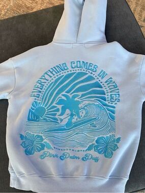 Surf Graphic Hoodie with Turquoise Print